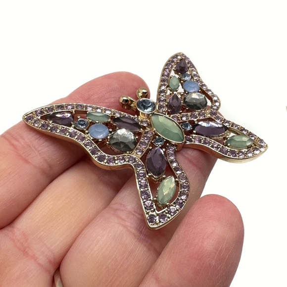 Napier Multicolored Rhinestone Butterfly Brooch - Picture 5 of 11